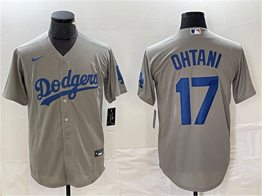 Men's Grey Los Angeles Dodgers #17 Shohei Ohtani Cool Base Stitched Jersey